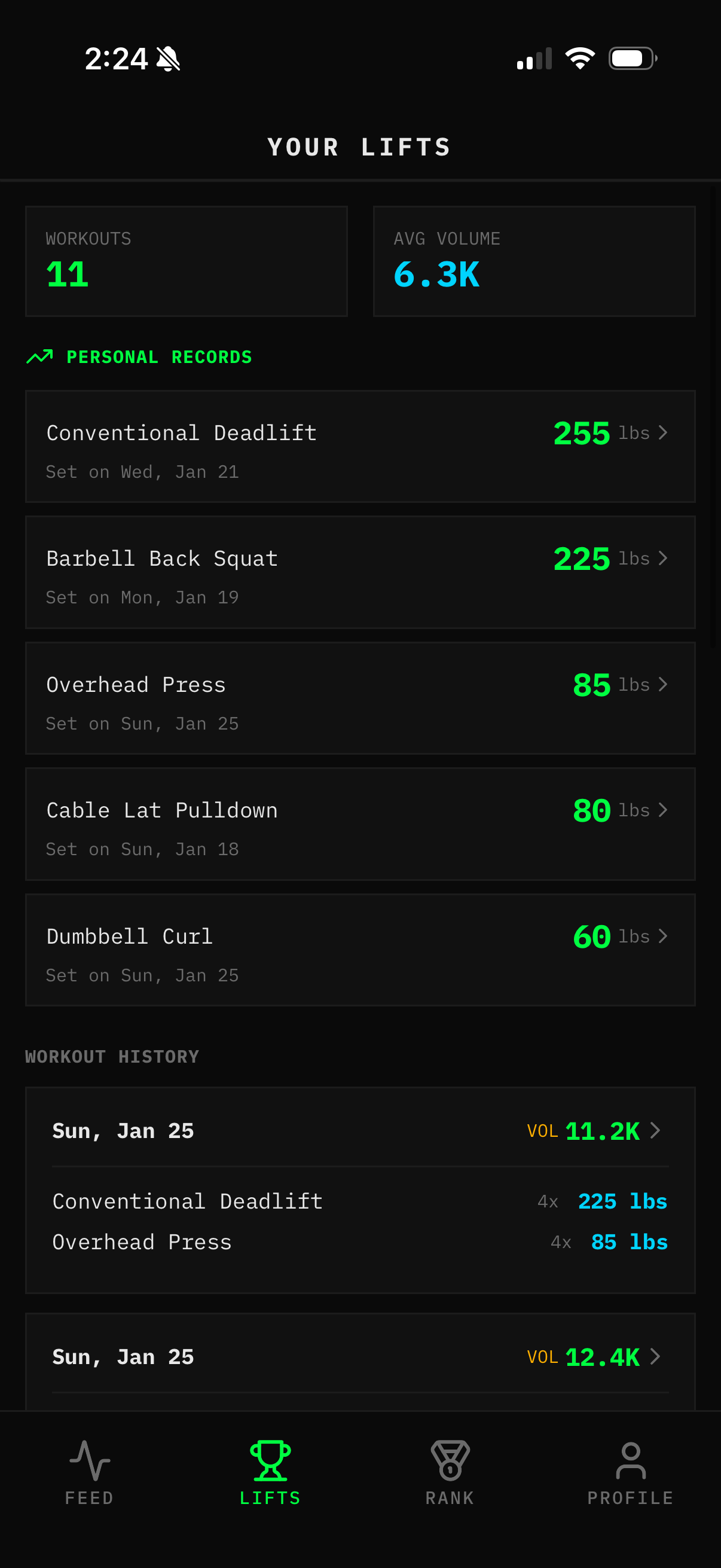 Your Lifts - Track personal records and workout history